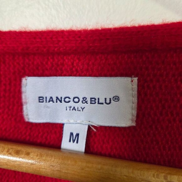 EUC BIANCO & BLU RED MERINO WOOL BLEND BOATNECK SWEATER TOP SIZE M - Picture 13 of 16